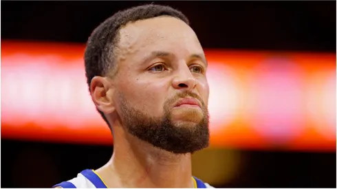 Stephen Curry #30 of the Golden State Warriors looks on.