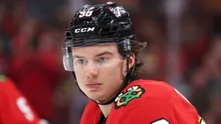 Connor Bedard at the United Center on November 12, 2025 in Chicago, Illinois.