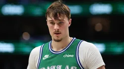 Cooper Flagg of the Dallas Mavericks during an NBA game.