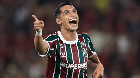 Kevin Serna celebrates a goal for Fluminense.