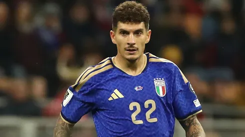 Giovanni Di Lorenzo of Italy in action during the FIFA World Cup 2026 qualifier.