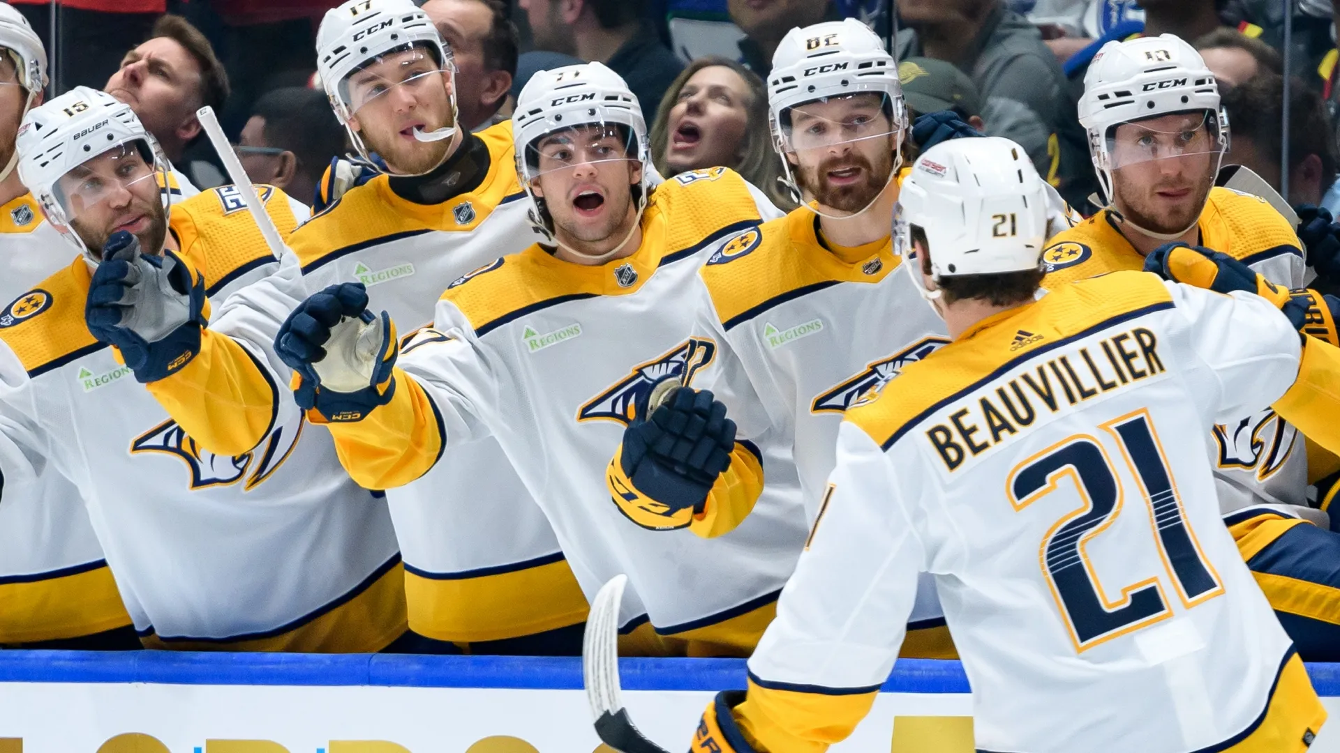 Nashville Predators players in 2024. (Source: Derek Cain/Getty Images)