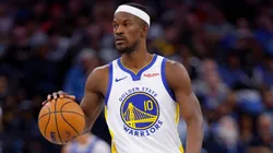 Jimmy Butler III #10 of the Golden State Warriors brings the ball up.