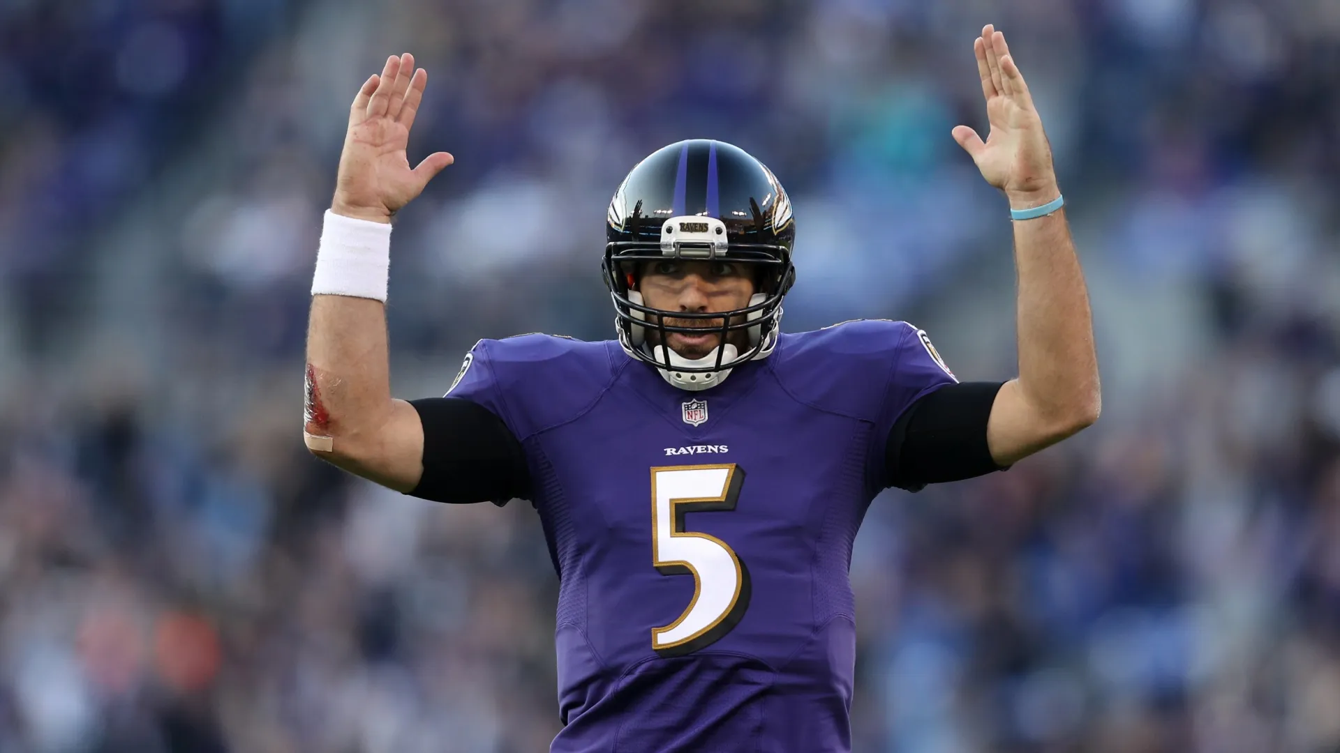 Joe Flacco #5 of the Baltimore Ravens in 2017. (Source: Patrick Smith/Getty Images)
