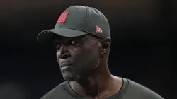 Todd Bowles of the Buccaneers looks on prior to the game vs the Lions on October 20, 2025 in Detroit.
