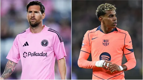 Lionel Messi of Inter Miami and Lamine Yamal of Barcelona.