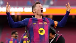 Robert Lewandowski celebrates a goal.