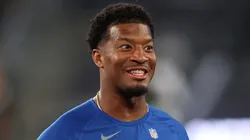 Jameis Winston at MetLife Stadium on October 09, 2025 in East Rutherford, New Jersey.