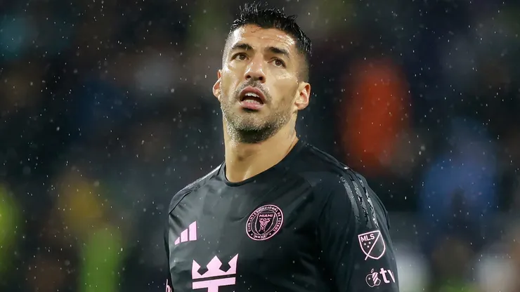 Luis Suarez #9 of Inter Miami CF looks on during the 2025 MLS Cup Playoff.