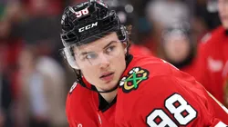 Connor Bedard at the United Center on November 12, 2025 in Chicago, Illinois.