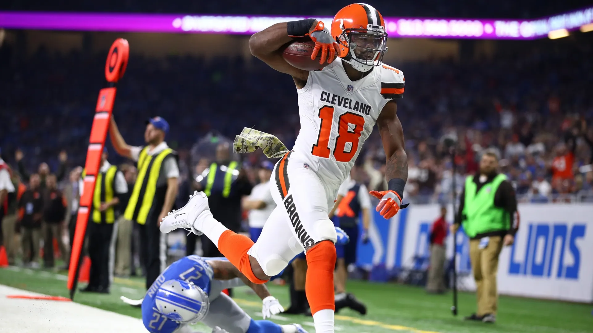Kenny Britt #18 of the Cleveland Browns in 2017. (Source: Gregory Shamus/Getty Images)