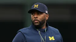 Sherrone Moore at Wrigley Field on November 15, 2025 in Chicago, Illinois.