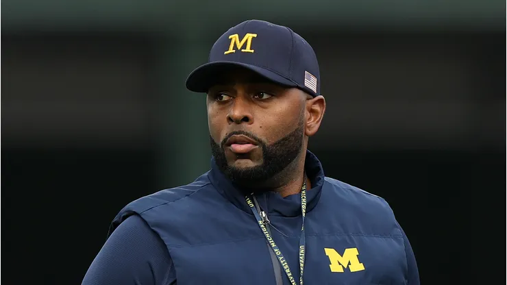 Sherrone Moore at Wrigley Field on November 15, 2025 in Chicago, Illinois.
