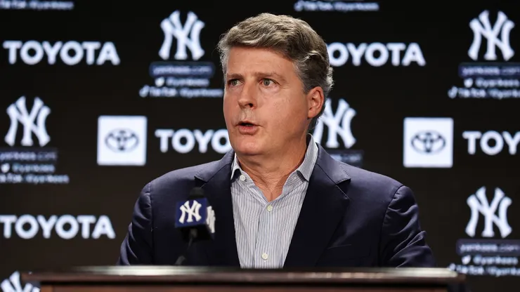 Yankees principal owner Hal Steinbrenner speaks during a press conference at Yankee Stadium.