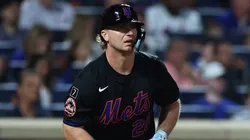 Pete Alonso #20 of the New York Mets looks on.