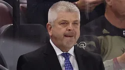 Head coach Todd McLellan of the Detroit Red Wings watches from the bench.