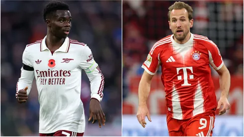 Bukayo Saka of Arsenal and Harry Kane of Bayern Munich.