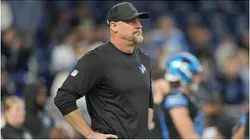 Head coach Dan Campbell of the Detroit Lions looks on.