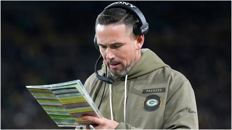 Head coach Matt LaFleur of the Green Bay Packers looks on.