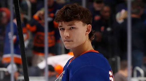 Matthew Schaefer at UBS Arena on November 07, 2025 in Elmont, New York.