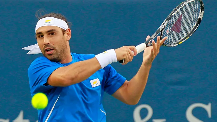 Marcos Baghdatis in action during a game.