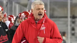 Head coach Todd McLellan of the Detroit Red Wings reacts during practice.