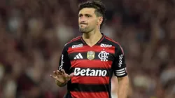 Giorgian de Arrascaeta of Flamengo celebrates after scoring.