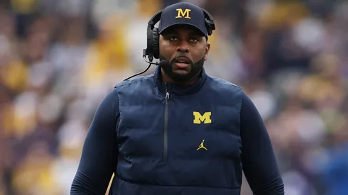 Head coach Sherrone Moore of the Michigan Wolverines.