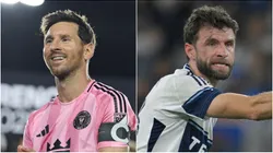 Lionel Messi of Inter Miami and Thomas Müller of the Vancouver Whitecaps.