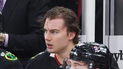 Connor Bedard at the United Center on November 30, 2025 in Chicago, Illinois.