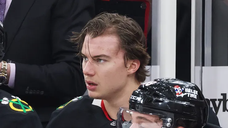 Connor Bedard at the United Center on November 30, 2025 in Chicago, Illinois.