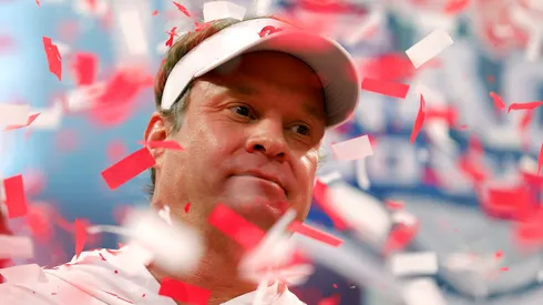 Lane Kiffin at Mercedes-Benz Stadium in Atlanta, Georgia.