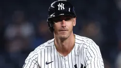 Cody Bellinger #35 of the New York Yankees reacts during the game.