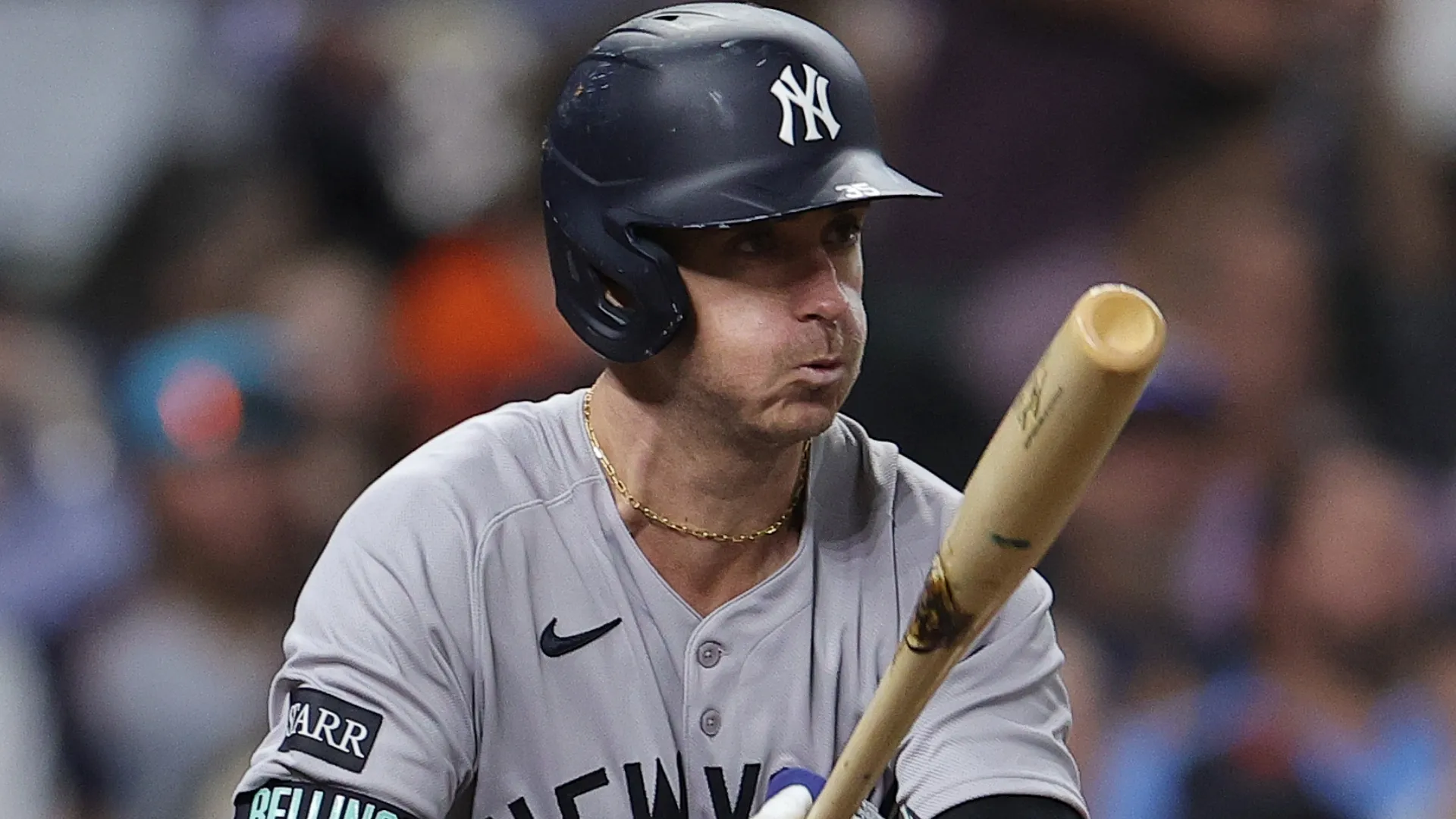 Cody Bellinger (#35) of the New York Yankees bats during last season at Daikin Park on September 4, 2025. Alex Slitz/Getty Images