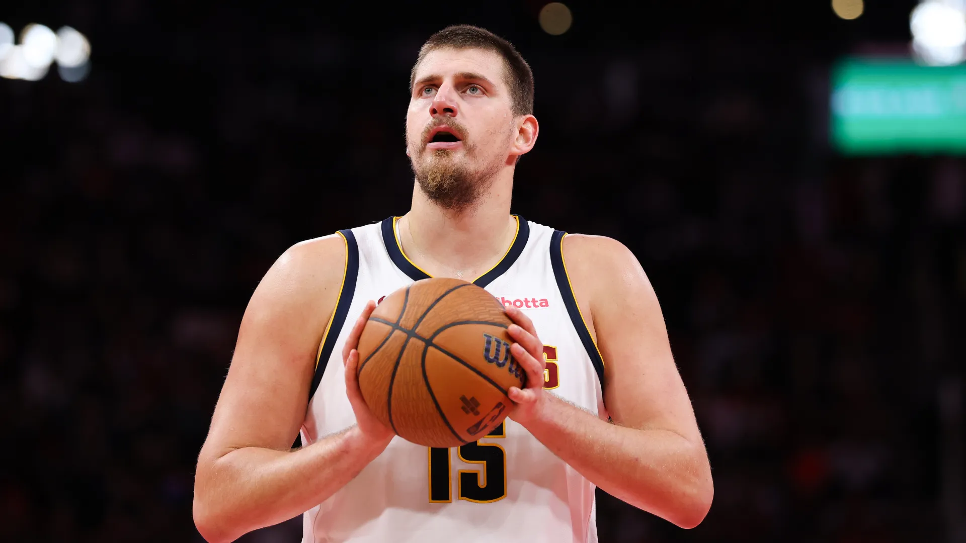 Nikola Jokic during an NBA game with the Nuggets. (Getty Images)