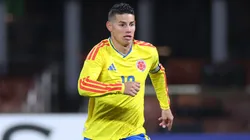 James Rodriguez of Colombia controls the ball.