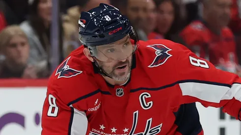 Alex Ovechkin #8 of the Washington Capitals skates in an NHL game.