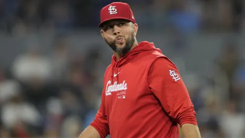 Oliver Marmol #37 manager of the St. Louis Cardinals walks.