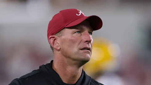 Kalen Deboer at Bryant-Denny Stadium on November 08, 2025 in Tuscaloosa, Alabama.
