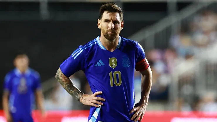 Lionel Messi of Argentina reacts during the International Friendly match in 2025.