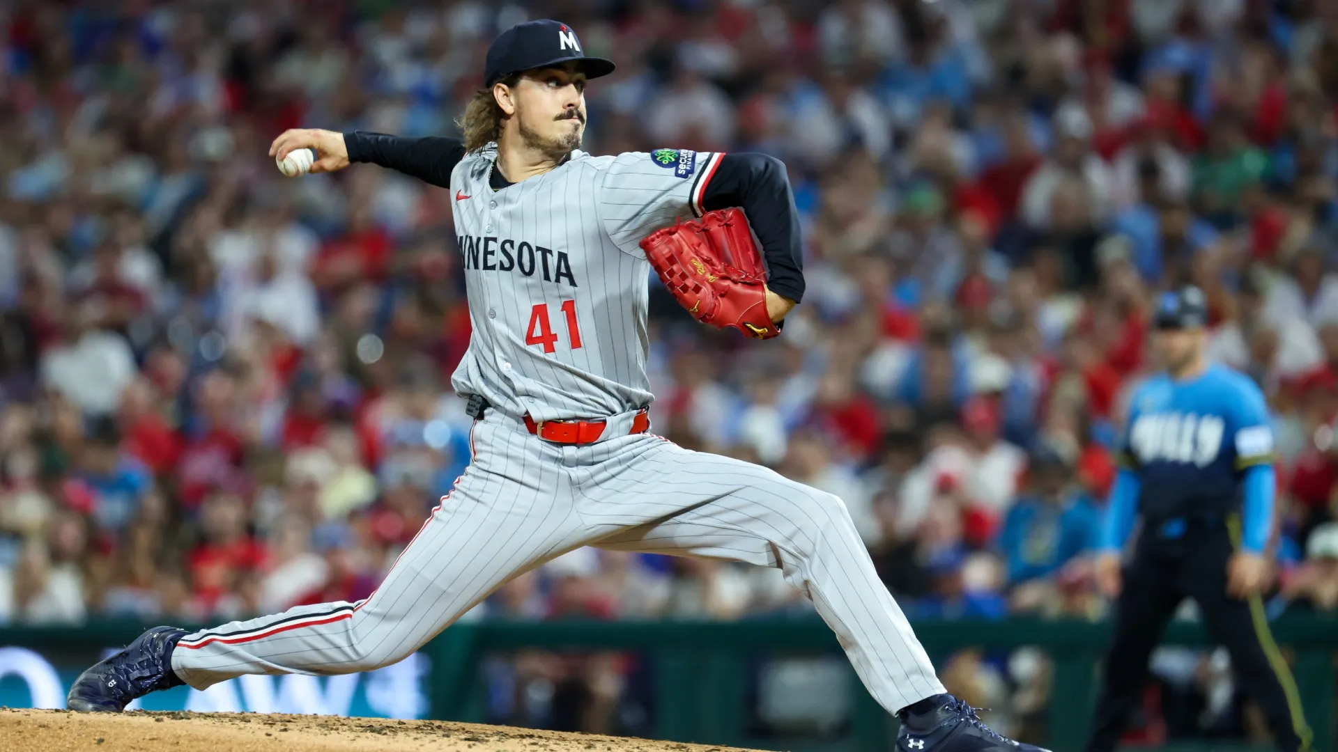 Joe Ryan #41 of the Twins pitches against the Phillies. Isaiah Vazquez/Getty Images)