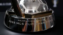 MLS Cup Trophy is displayed during a press conference ahead of Audi 2025 MLS Cup Final.