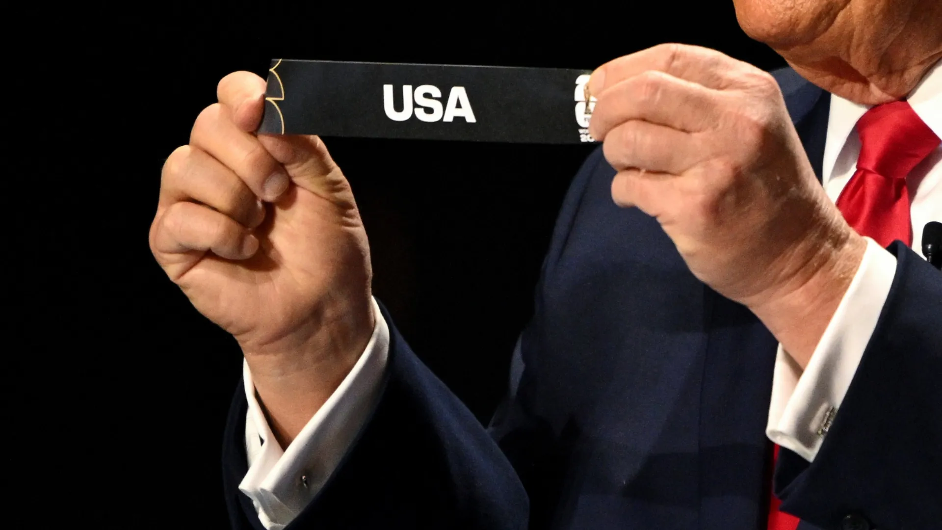 The card of United States during the FIFA World Cup 2026 Official Draw. (Source: Mandel NGAN – Pool/Getty Images)