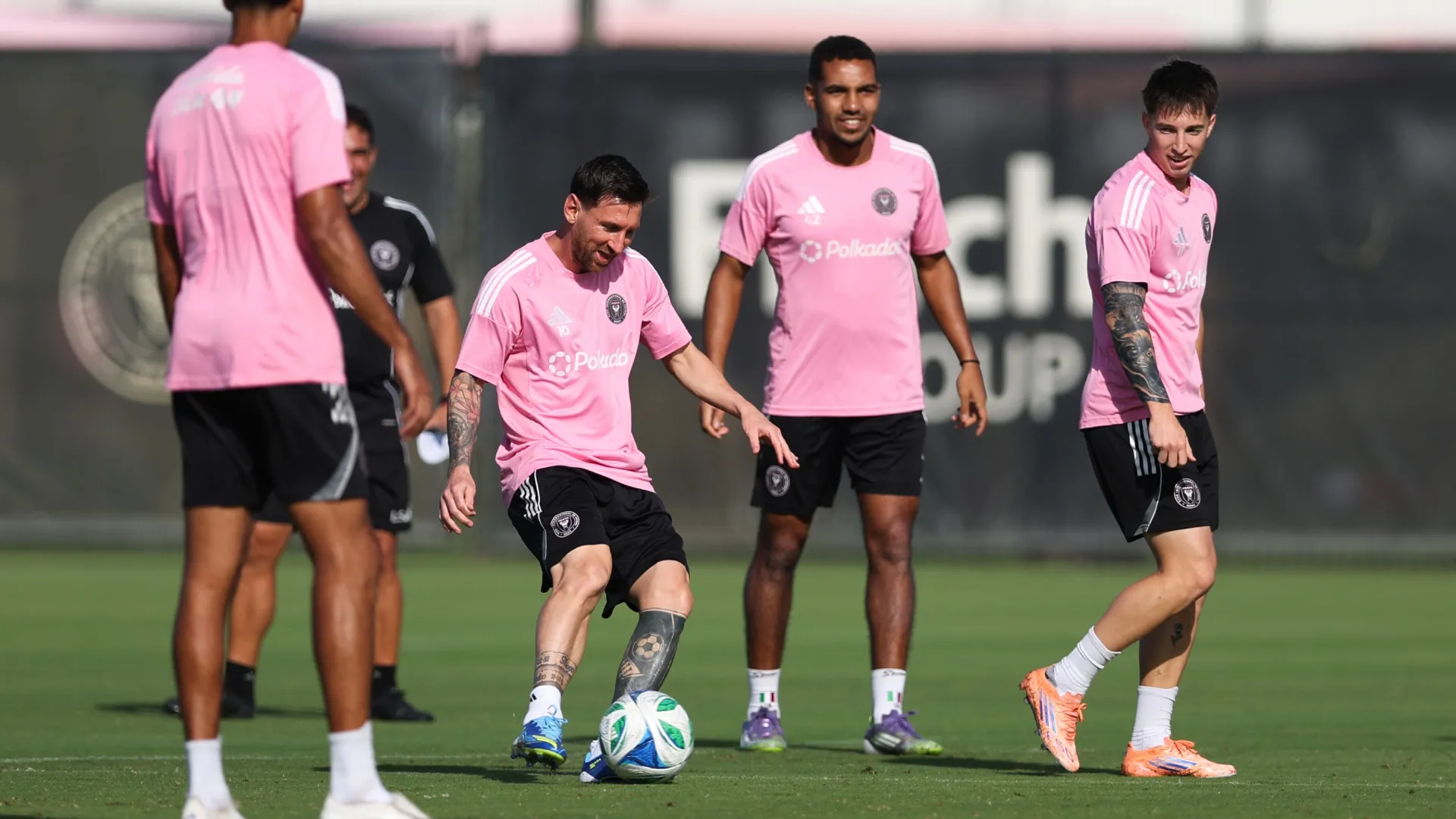 Lionel Messi #10 of Inter Miami CF kicks a ball during a training session ahead of Audi 2025 MLS Cup Final. Megan Briggs/Getty Images