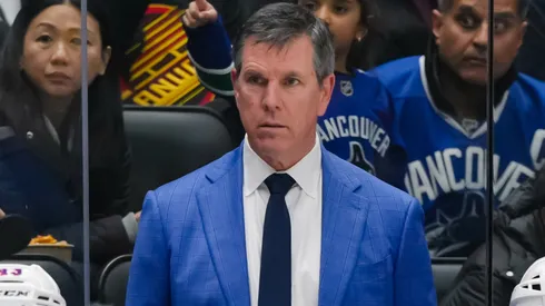 New York Rangers head coach Mike Sullivan looks on during the second period of their NHL game.
