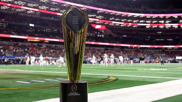 A general view of the College Football Playoff National Championship Trophy.