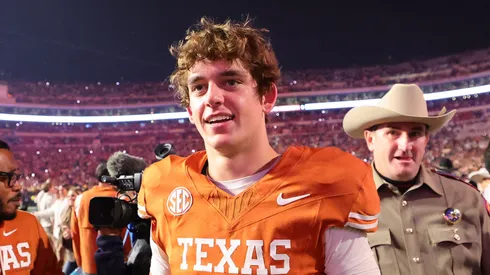 Arch Manning at Darrell K Royal-Texas Memorial Stadium in Austin, Texas.
