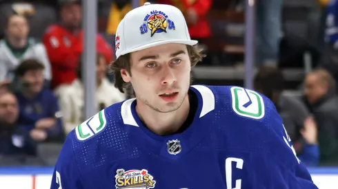 Quinn Hughes during the 2024 NHL All-Star Skills Competition