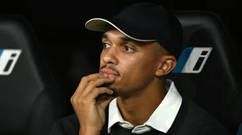Trent Alexander-Arnold of Real Madrid looks on prior to the LaLiga EA Sports match.