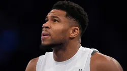 Giannis Antetokounmpo #34 of the Milwaukee Bucks warms up.